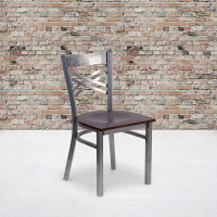 Flash Furniture XU-6FOB-CLR-WALW-GG Hercules Series Clear Metal Restaurant Chair - Walnut Wood Seat